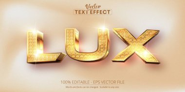 Lux metin, parlak desenli ve parlak altın stili düzenlenebilir metin efekti