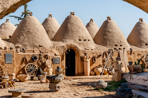 Traditional mud brick buildings Stock Photo