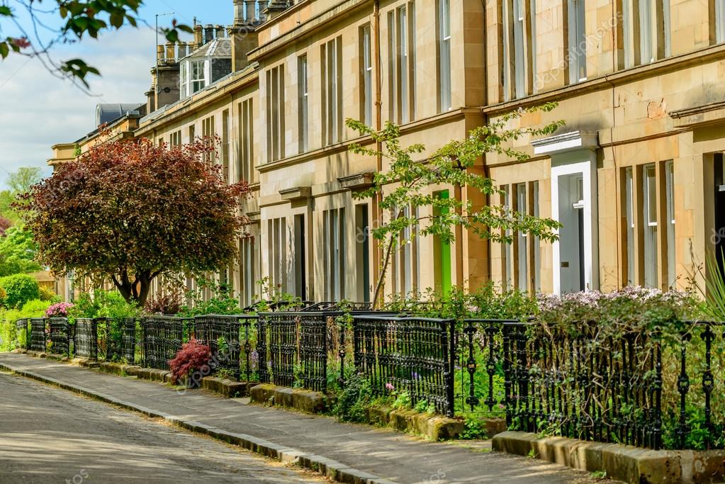 Sandstone houses in Hamilton Drive, Glasgow. Stock Photo by ©Cornfield