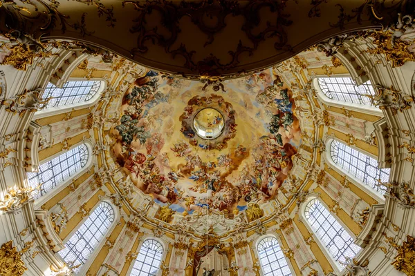 Interior of the painted dome at Ettal Abbey — Stock Photo, Image