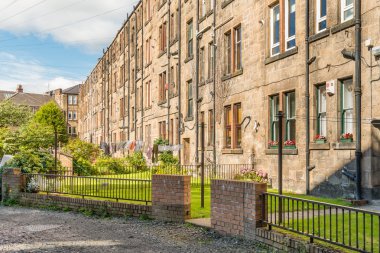 Backyards of sandstone tenement flats