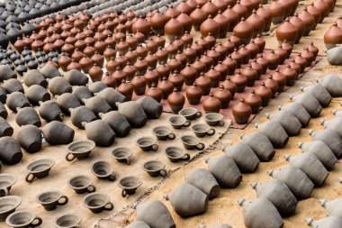 Rows of traditional clay pots