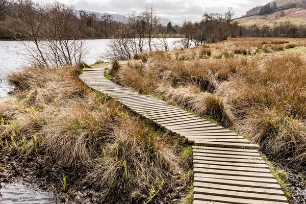 Boardwalk on bank of  Loch Tay — Stock Photo, Image