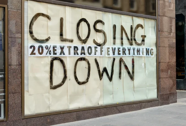 Closing down sign — Stock Photo, Image