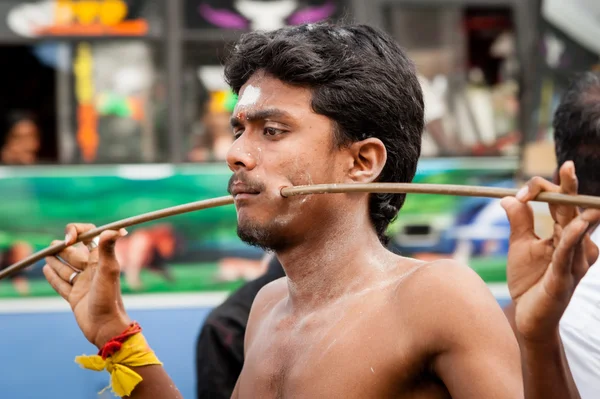 Hinduiska anhängare på Thaipusam festival — Stockfoto