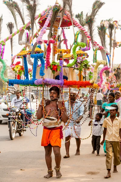 Индуистский преданный на фестивале Тайпусам — стоковое фото