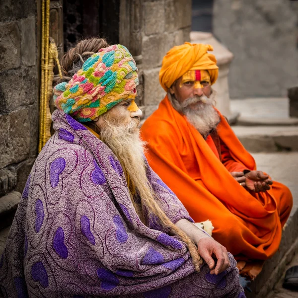 Two Hindu sadhu holy men — стокове фото