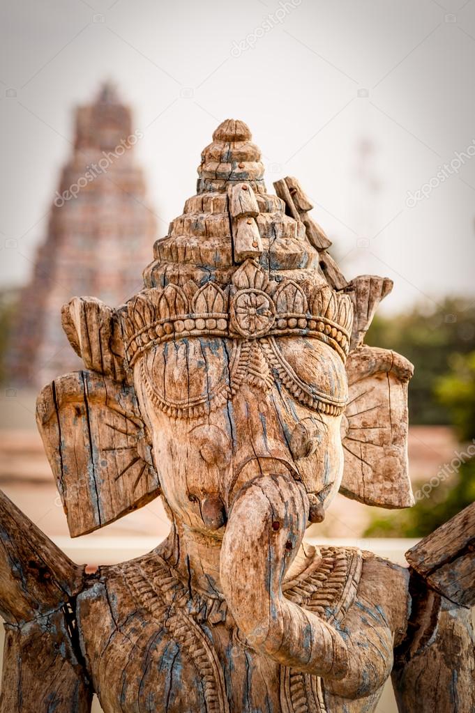 Carved wooden Lord Ganesh