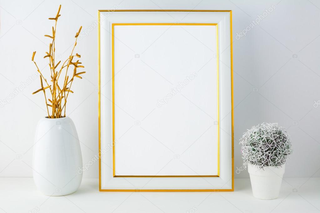 Download Frame Mockup With Small Cactus Stock Photo Image By C Tasipas 112360622