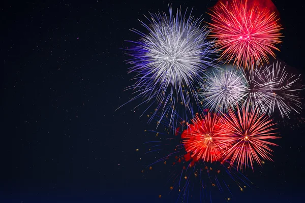 Celebration fireworks over night sky, copy space