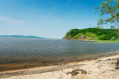 Amur Nehri üzerinde Beach.