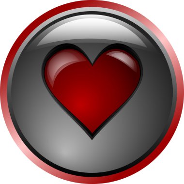 gri cam düğmesi ile Orta kırmızı kalp