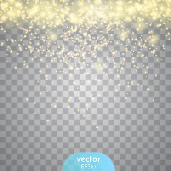 Abstract transparant Sparkle Glow lichteffect. Fray kerst licht gouden design. — Stockvector