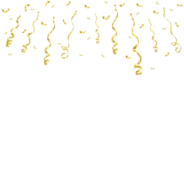 Plantilla de fondo de celebración con confeti y cintas doradas. Ilustración vectorial — Vector de stock