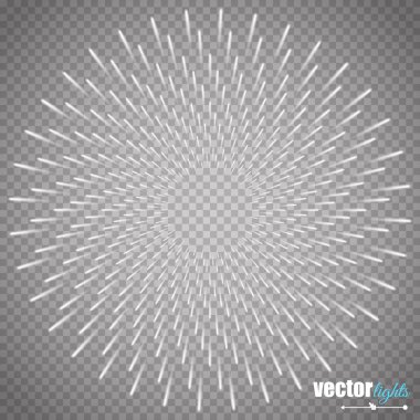 Saydam arka planda izole edilmiş parlak flaş, patlama veya patlamanın vektör çizimi.