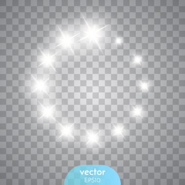 Vektör parlayan yıldızlar, ışıklar ve parıltılar. Şeffaf efektler