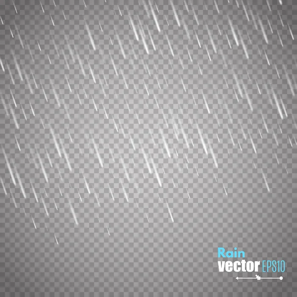 Lluvia vectorial aislada sobre fondo transparente. Vector — Vector de stock