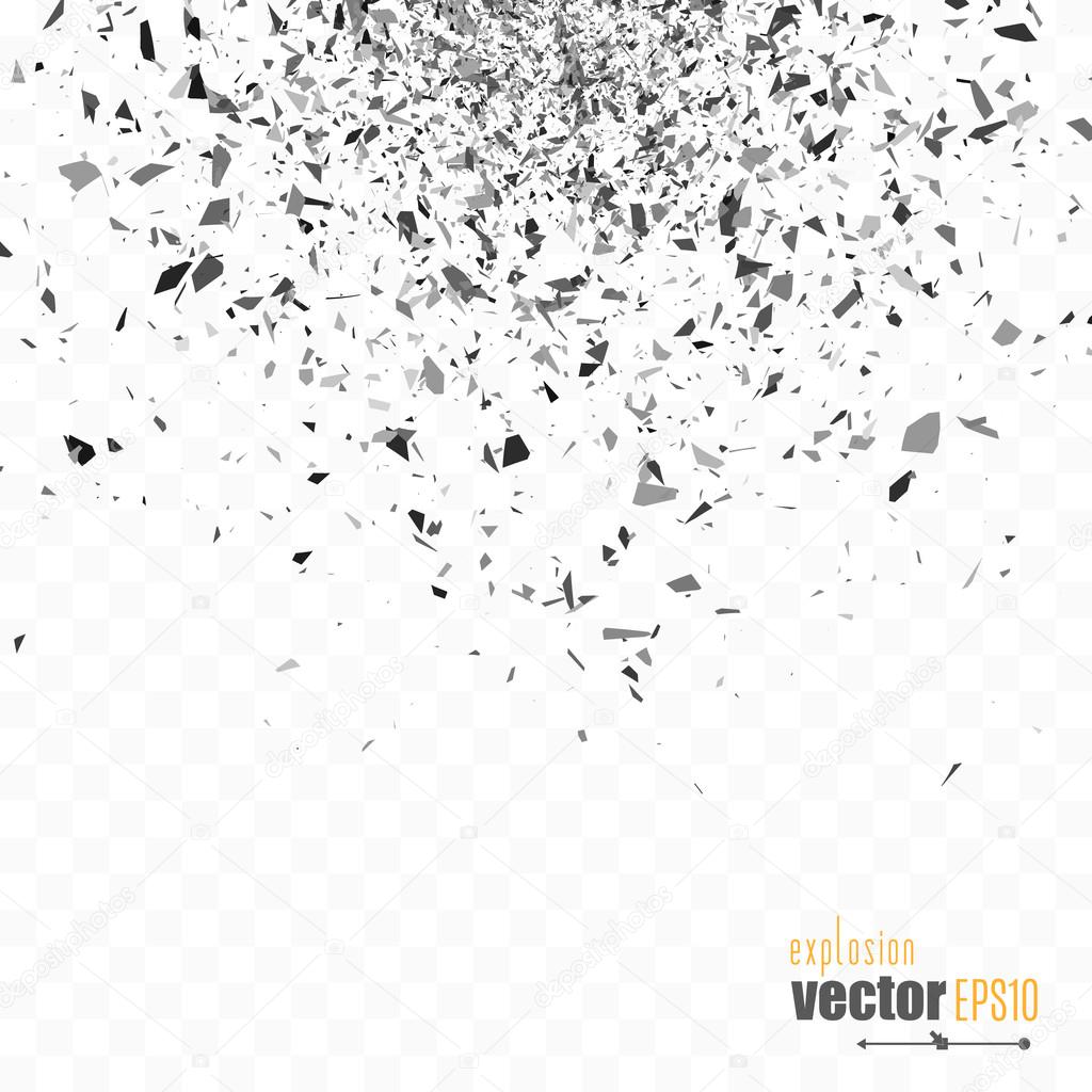 Explosion cloud of black pieces. Confetti. Vector 