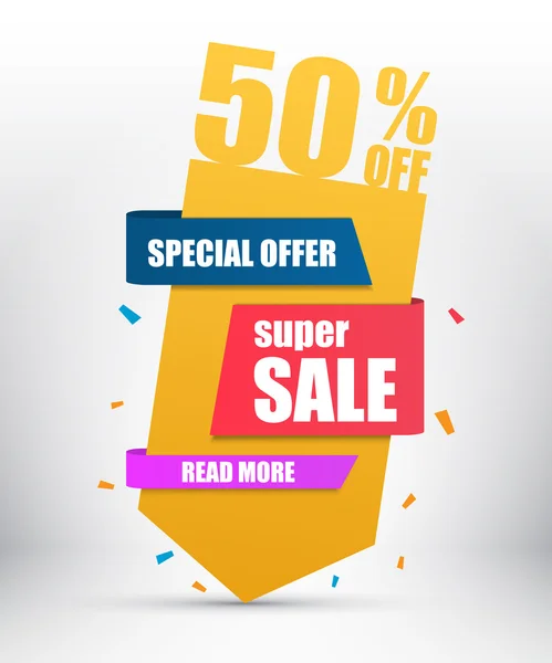 Banner de papel Super Sale. Ilustración vectorial — Vector de stock