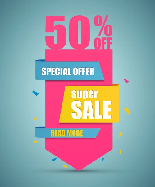 Banner de papel Super Sale. Ilustración vectorial — Vector de stock