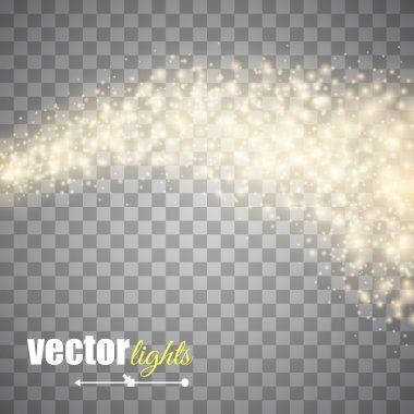 Vector gold glitter wave abstract background. Gold glittering star dust trail sparkling particles on transparent background. Magic background