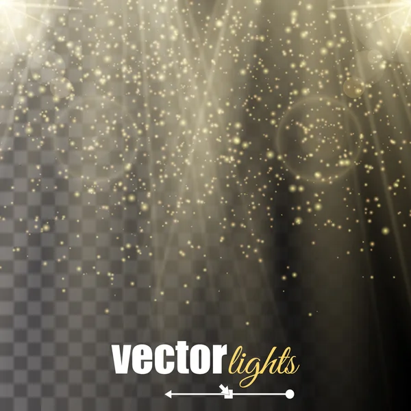 Destello de luz efecto especial con rayos de luz y destellos mágicos. Ilustración vectorial — Archivo Imágenes Vectoriales