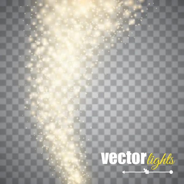 Vector gold glitter wave abstract background. Gold glittering star dust trail sparkling particles on transparent background. Magic background — Stock Vector