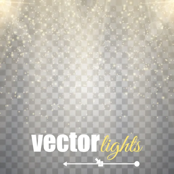 Lichte flare speciaal effect met stralen van licht en magische sparkles. Vectorillustratie — Stockvector