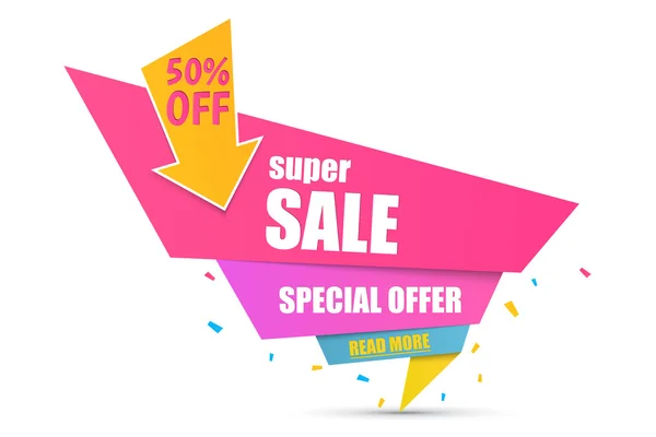 Banner de papel Super Sale. Ilustración vectorial — Vector de stock