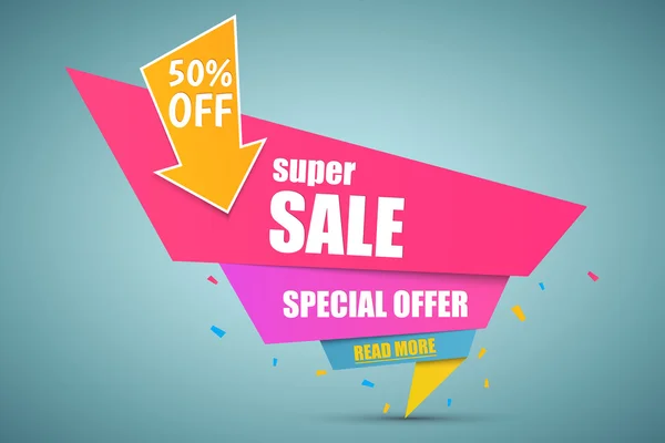 Banner de papel Super Sale. Ilustración vectorial — Vector de stock