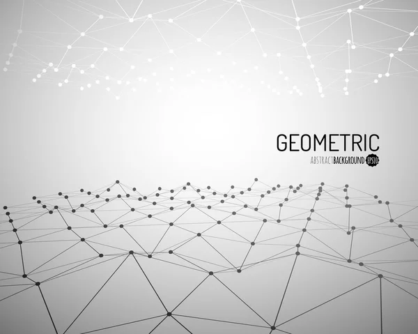 Teknoloji vektör arka plan. Tel kafes çokgen manzara. Bağlantılı çizgiler ve noktalar ile Dağları. 