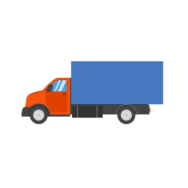 Piccolo camion per il trasporto merci. Concetto di servizio di consegna illustrazione vettoriale in stile piatto. Vettore — Vettoriale Stock