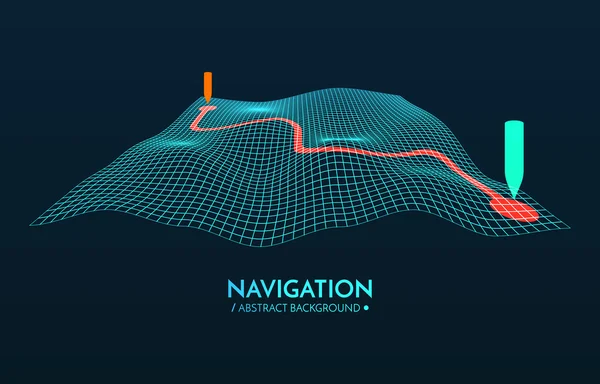 GPS navigator vector háttér. 3D-s technológia vektoros Térkép — Stock Vector