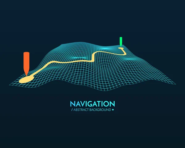 Navegador GPS fundo vetor. 3d tecnologia vetorial mapa —  Vetores de Stock