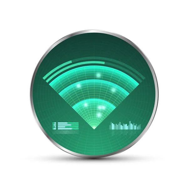Grüner Radarschirm. Vektor-Illustration für Ihr Design. Technologie-Hintergrund. futuristische Benutzeroberfläche. hud. — Stockvektor