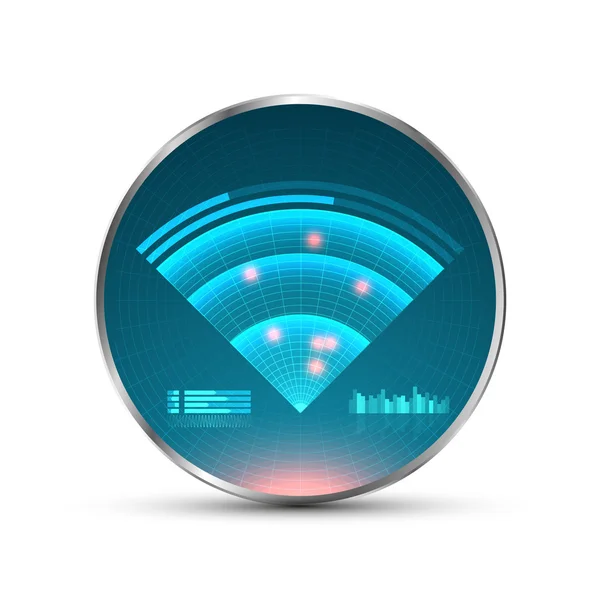 Blauer Radarschirm. Vektor-Illustration für Ihr Design. Technologie-Hintergrund. futuristische Benutzeroberfläche. hud. — Stockvektor