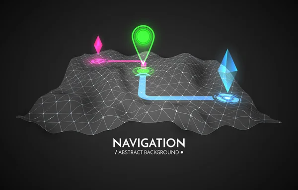 GPS navigator vector háttér. 3D-s technológia vektoros Térkép — Stock Vector