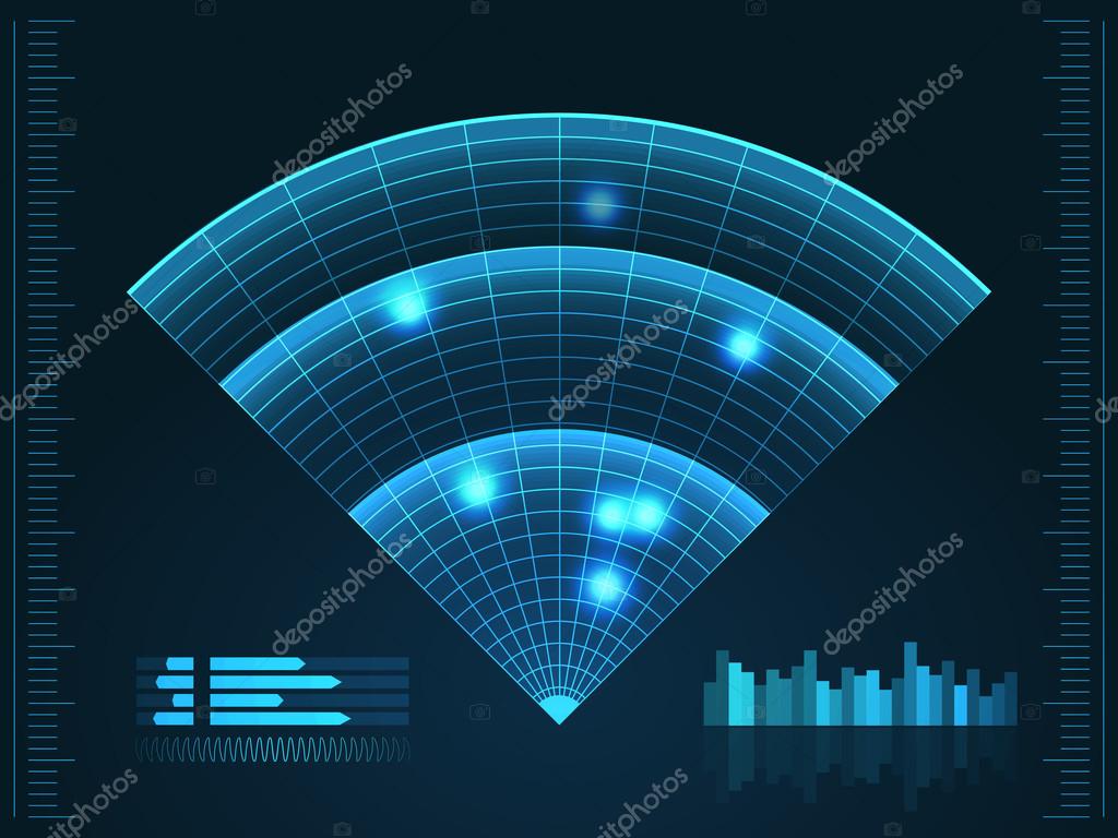 Blue radar screen. Vector illustration for your design. Technology  background. Futuristic user interface. HUD. Stock Vector Image by ©Ket4up  #114076314