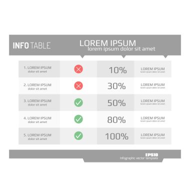 Bilgi grafikleri şablonu, seçenekler, adımlar, satırlar, sütun, grafik. Infographics tablo arka plan