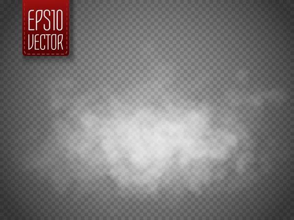 Mlha nebo kouř izolované transparentní zvláštní efekt. Bílá vektorová oblačnost, mlha nebo smog pozadí. Vektorová ilustrace — Stockový vektor