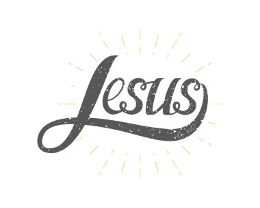 İsa vektör çizim. El yazı ilham verici tipografi poster.