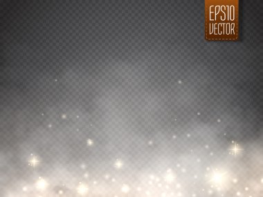 Sis veya duman ile parlaklık ışık şeffaf özel efekt izole. Vektör