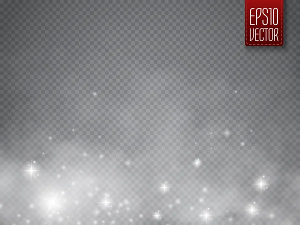 Niebla o humo con luz brillante aislado efecto especial transparente. Vector — Vector de stock