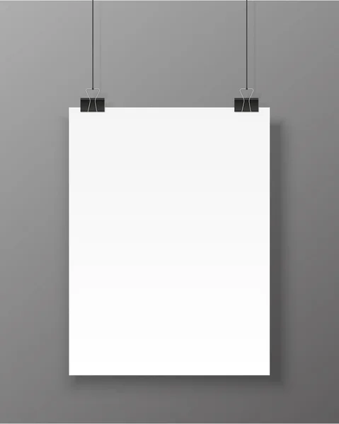 Modèle d'affiche. Bannière en papier blanc vectoriel isolée — Image vectorielle