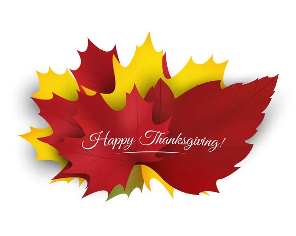 Fröhliche Danksagung Hintergrund mit bunten Herbstblättern. Vektor — Stockvektor