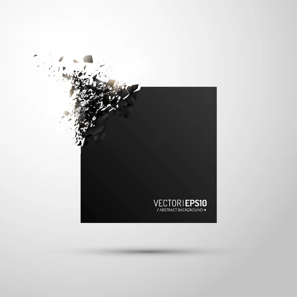 Schwarzes Quadrat mit Trümmern auf weißem Hintergrund. abstrakte schwarze Explosion. geometrischer Hintergrund. Vektor — Stockvektor