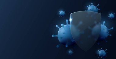 Virüs koruma konsepti. Vektör kalkanı