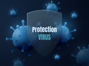 Virüs koruma konsepti. Vektör kalkanı
