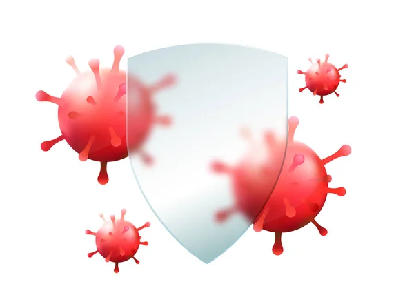 Concept de protection contre les virus. Bouclier vectoriel — Image vectorielle