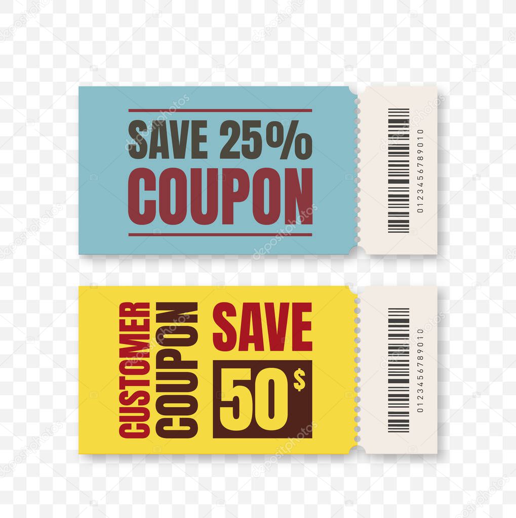 Vector coupon discount isolated.